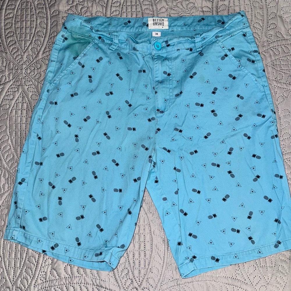 Better Unsaid Aqua/Light Blue Geometric Men's Shorts